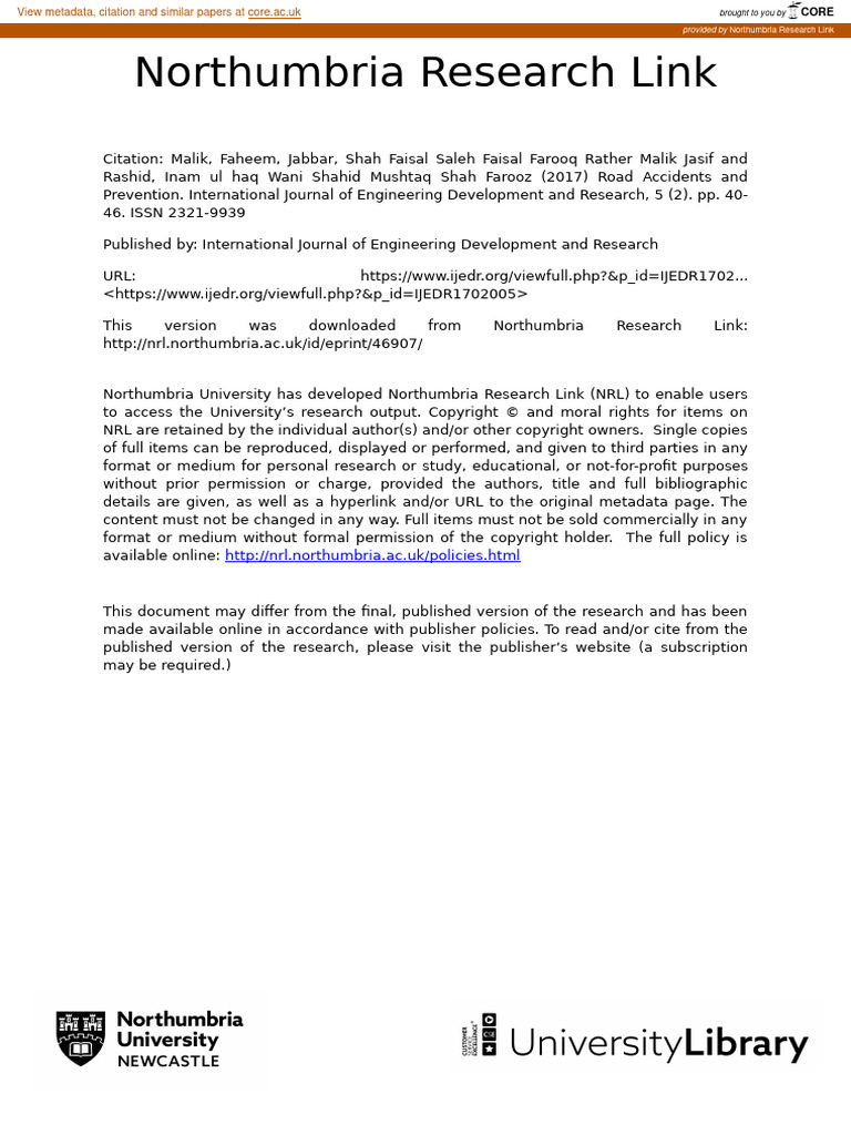 Road Accidents and Prevention | PDF | Traffic | Road