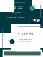 Converting Thesis To Publishable Format