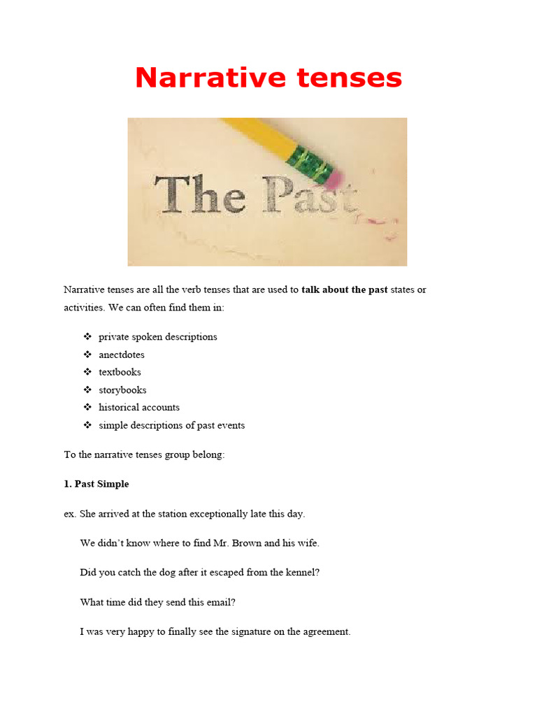 Narrative Tenses Part 1 Pdf Syllable Grammar