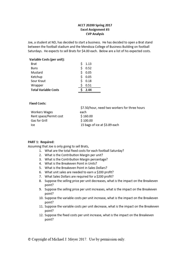 Excel 3 Assignment Spring 2017 | PDF | Hamburgers | Microsoft Excel