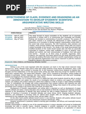 2021_EFFECTIVENESS OF CLAIM, EVIDENCE AND REASONING