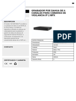 Grabador Poe Dahua de 8 Canales para Cmaras de Vigilancia IP 2 MPX