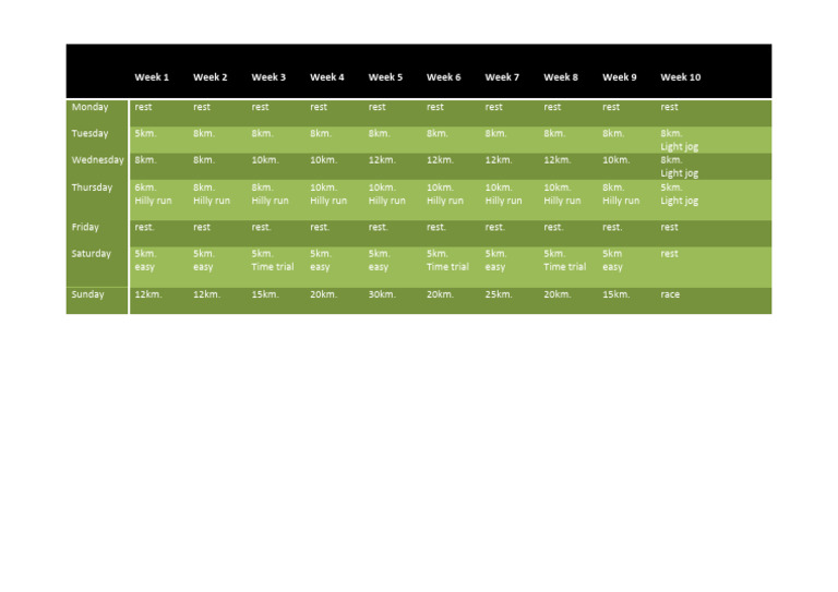 10-Week Running Training Plan | PDF