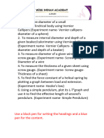 Practicals List and Order