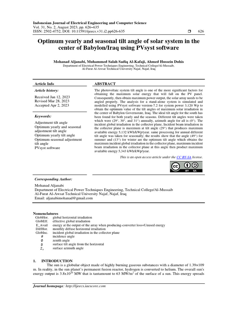 Optimal Solar Tilt Angles in Babylon | PDF | Equator | Photovoltaics