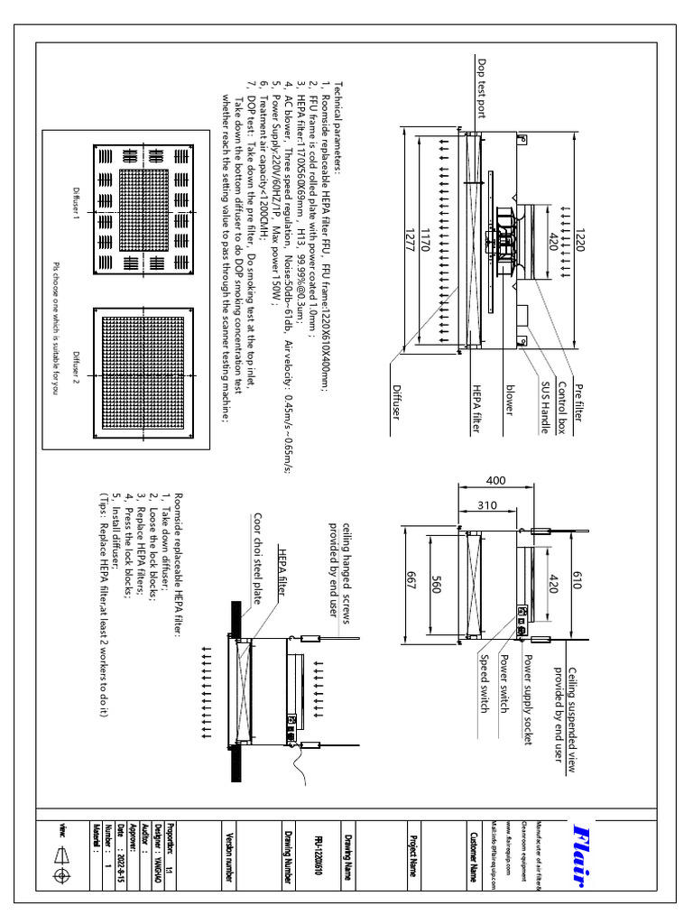 Roomside Replaceable HEPA FFU Guide | PDF | Equipment | Chemical Equipment