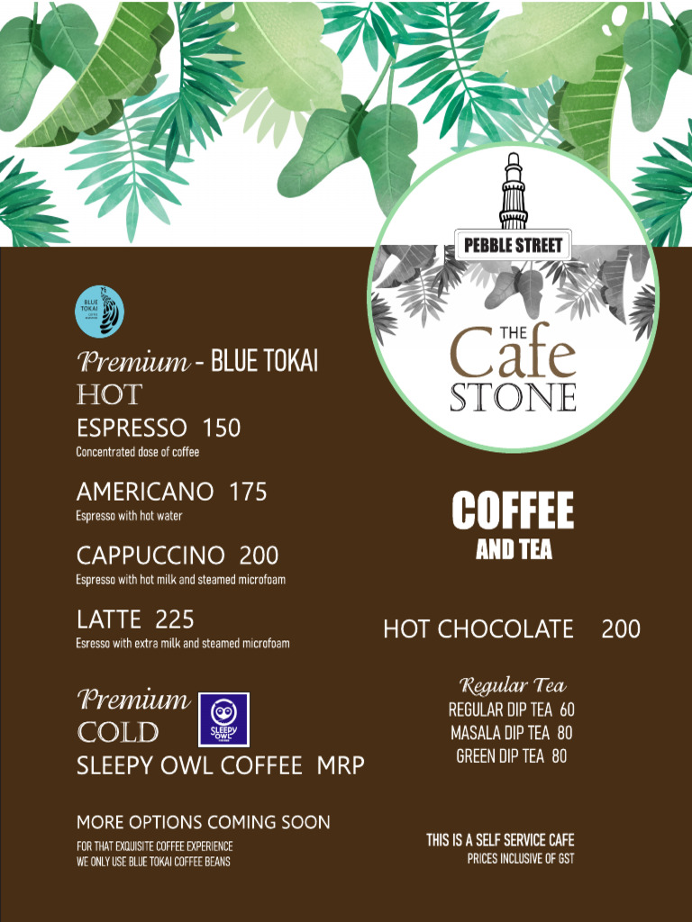 Cafe Stone Menu | PDF