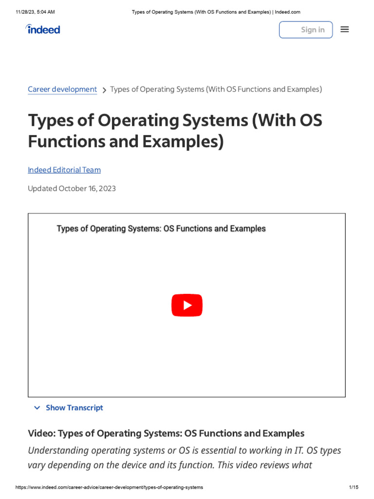 Types and Functions of Operating Systems | PDF | Operating System | Linux