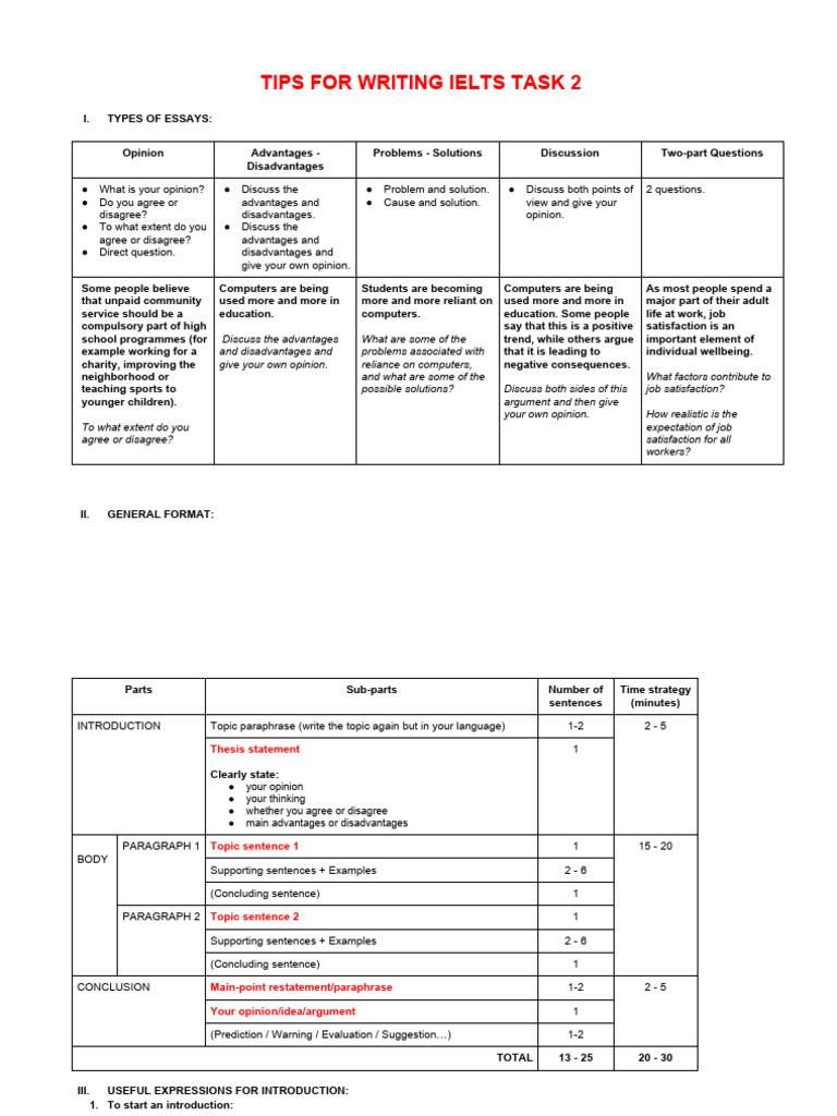 IELTS Task 2 Essay Writing Tips | PDF | Argument | Reason