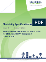 Es400 O3 Bare Wire Overhead Lines On Wood Poles For 11 6.6 and 33kv Design and Construction