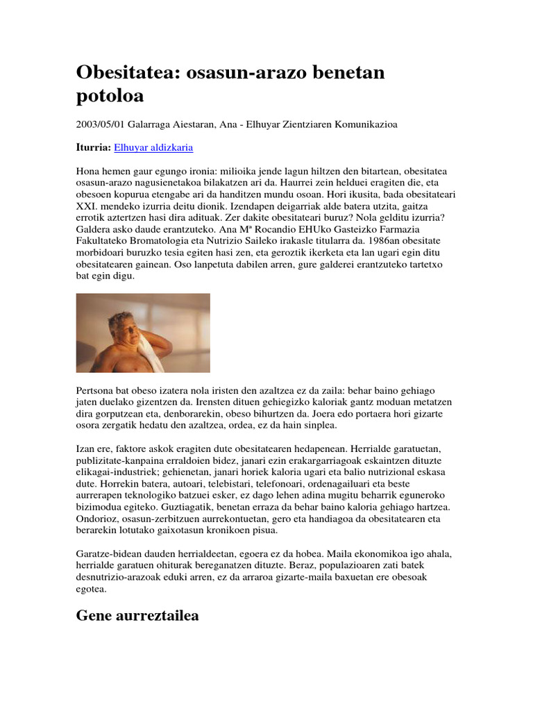 Obesitate Artikulua | PDF