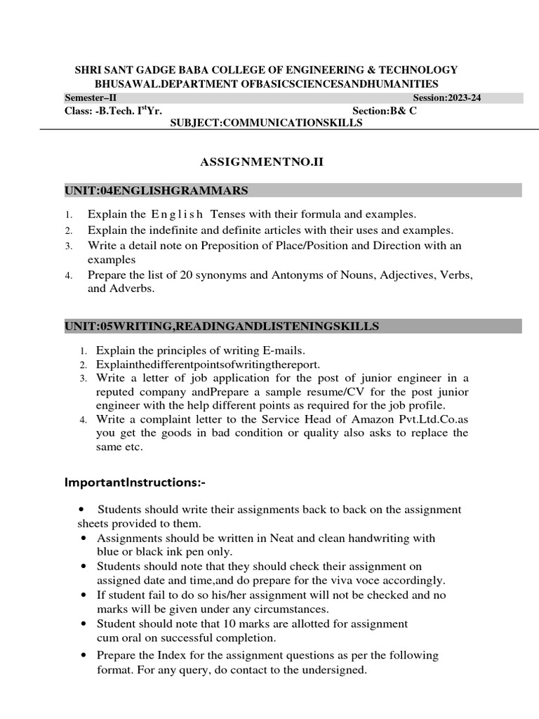 Communication Skills Assignment Guide | PDF | Languages | Foreign ...