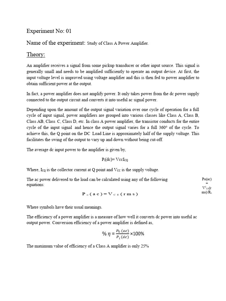 Class A, B, and C Amplifier Studies | PDF | Amplifier | Resonance