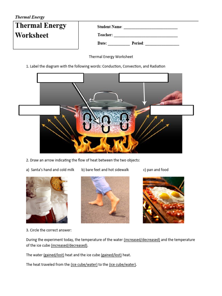 Thermal Energy Worksheet Download Free PDF Heat Thermal Conduction