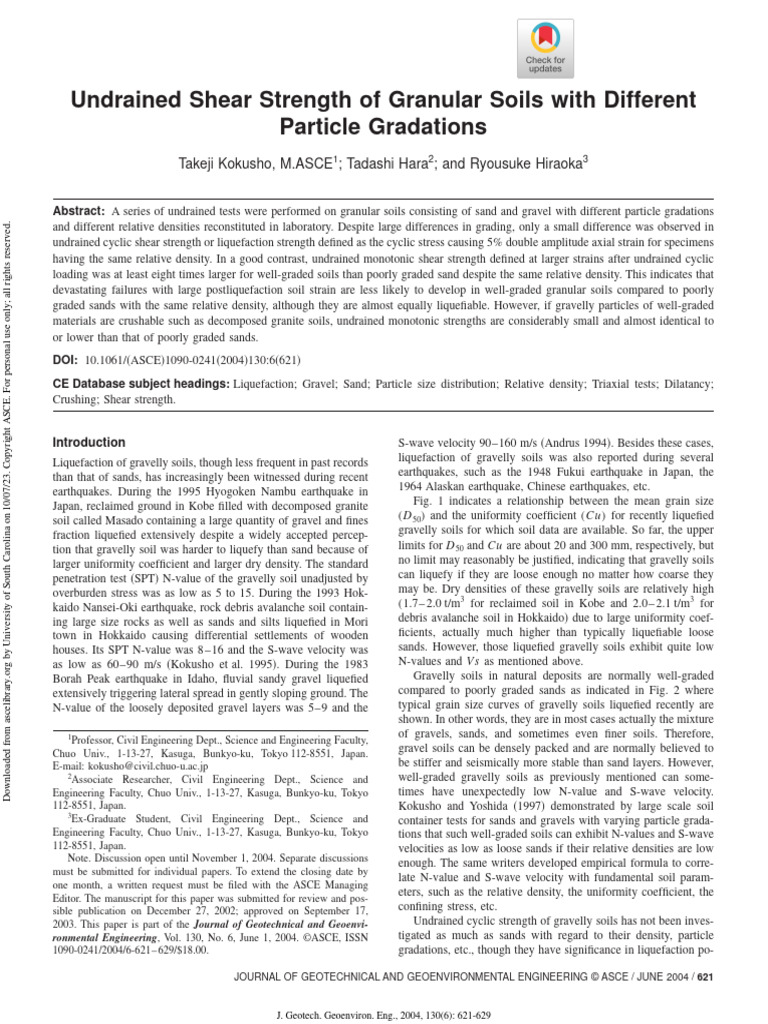2004 - Kokusho - Undrained Shear Strength of Granular Soils With ...