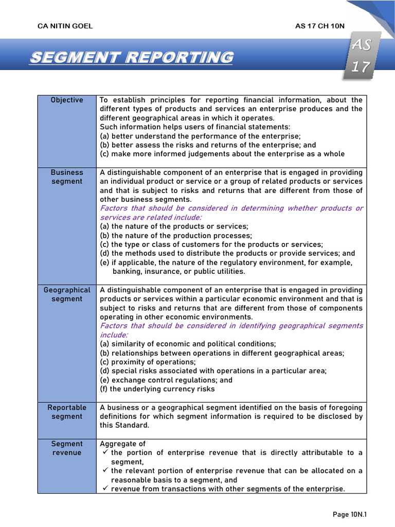 AS 17: Segment Reporting Explained | PDF | Expense | Revenue