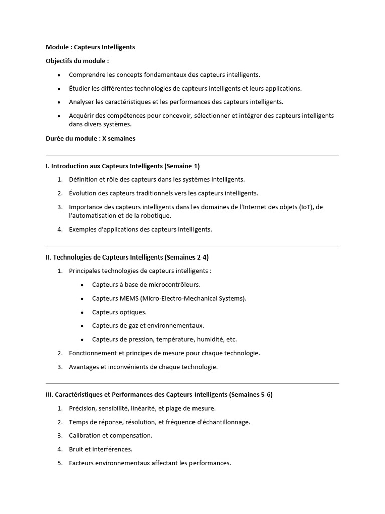 Module sur les Capteurs Intelligents | PDF | Capteur | Internet des objets