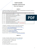 Português - funções sintáticas (ficha de trabalho)