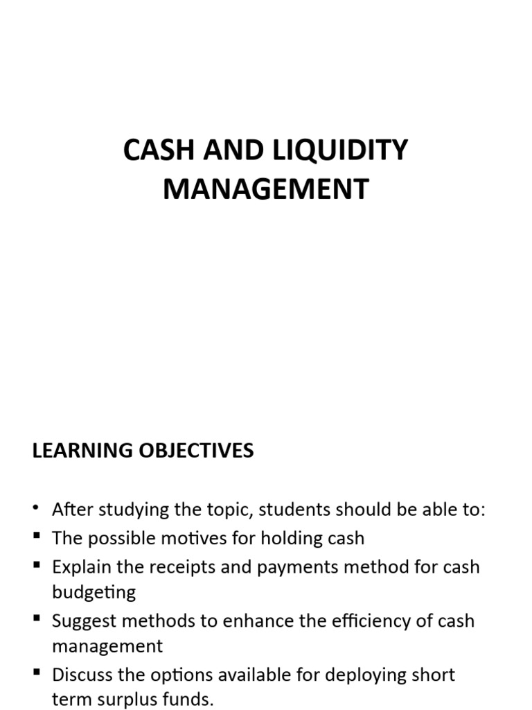 Cash and Liquidity Management Guide | PDF | Investing | Interest