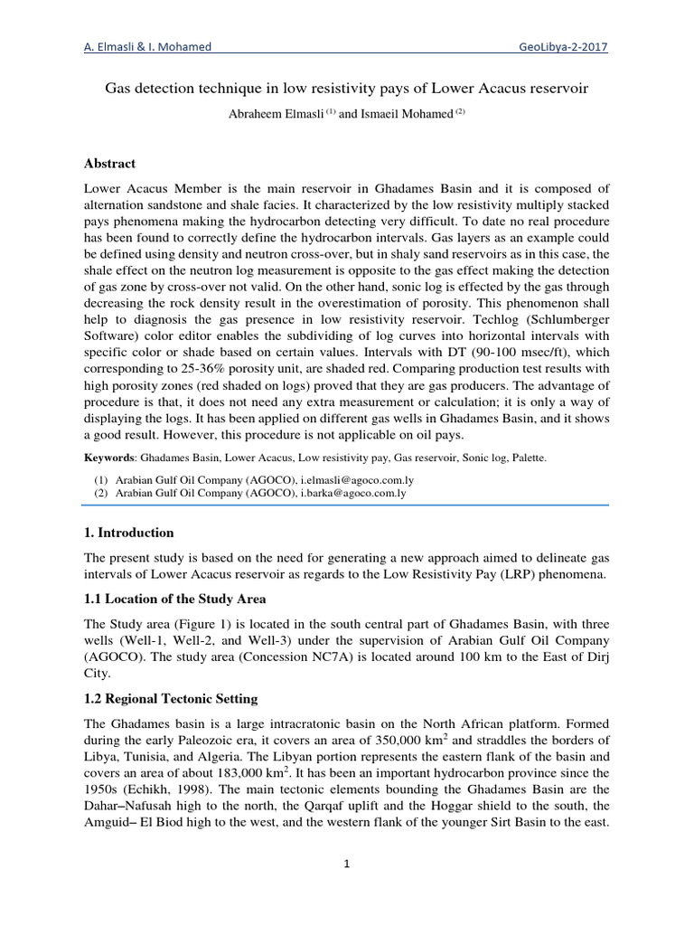 Gas Detection in Low Resistivity Reservoirs | PDF | Petroleum Reservoir ...
