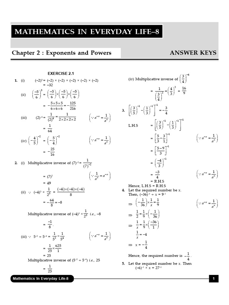 Everyday Math: Exponents and Powers | PDF | Mathematics | Arithmetic