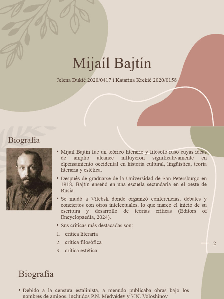 Biografía de Mijaíl Bajtín | PDF | Lingüística | Comunicación humana