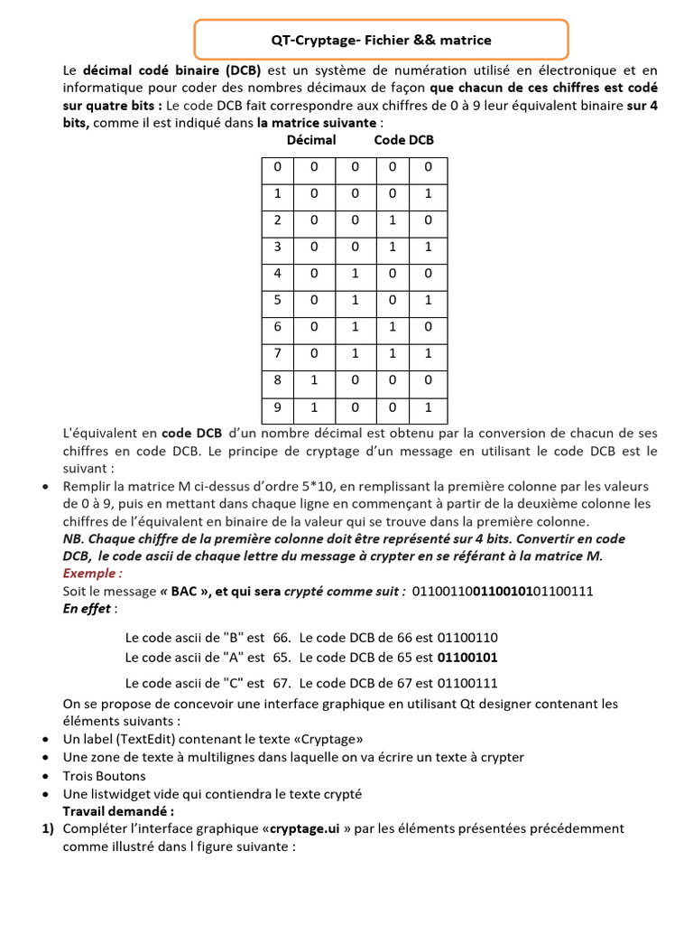 Cryptage avec le code DCB en Python | PDF | Décimal codé binaire ...