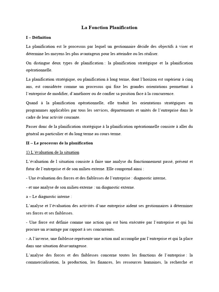 Importance de la Planification Stratégique | PDF | Business | Planification