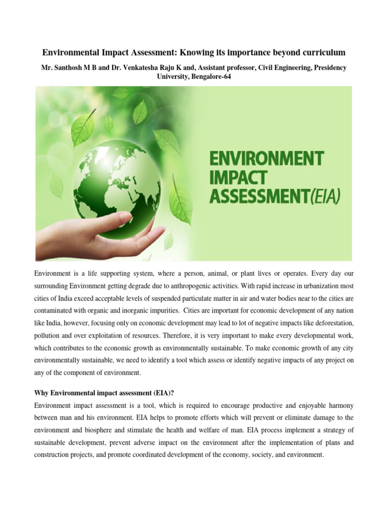 Importance of Environmental Impact Assessment | PDF | Environmental ...