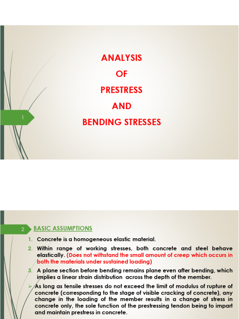Prestress and Bending Stress Analysis | PDF | Beam (Structure) | Bending