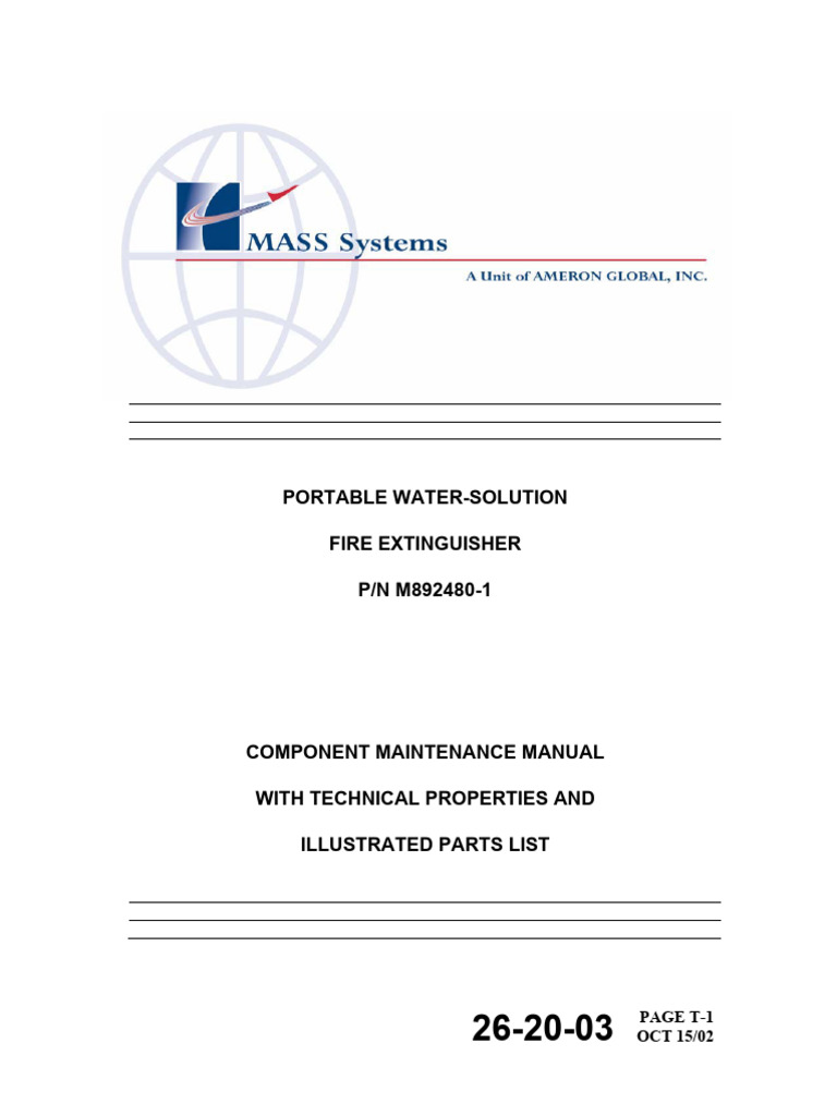 Portable Water-Solution Fire Extinguisher Manual | PDF | Valve | Leak