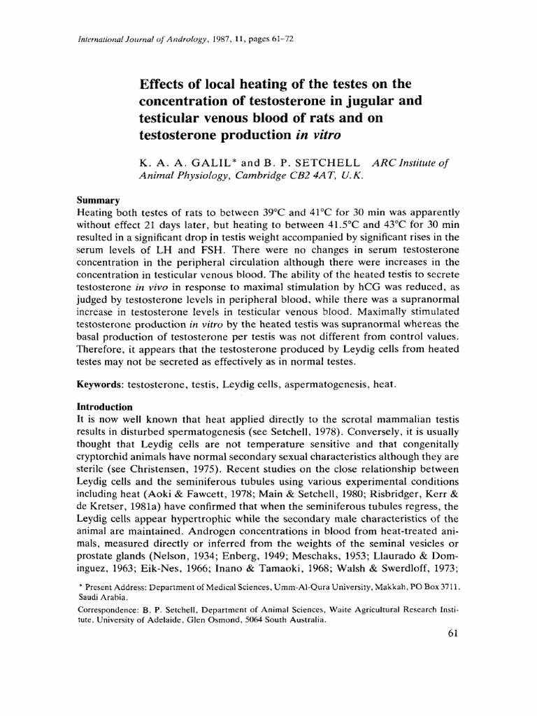 Int J of Andrology - February 1988 - GALIL - Effects of Local Heating ...