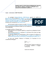 Modèle de Lettre de Demande de Subvention - Création Ou Reprise TPE