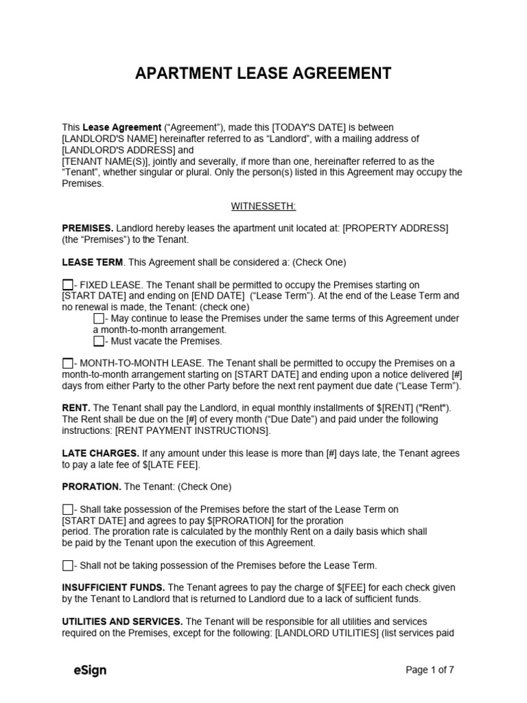 Apartment Lease Essentials | PDF | Leasehold Estate | Lease