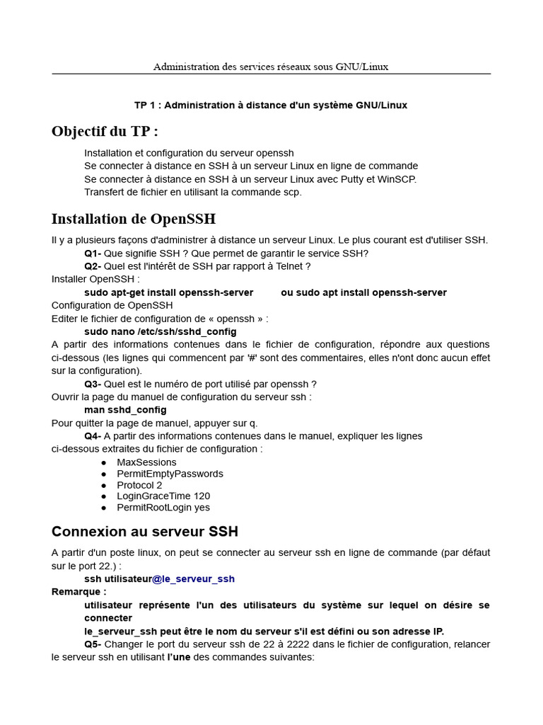 Administration à distance sous GNU/Linux | PDF | Enveloppe de ...