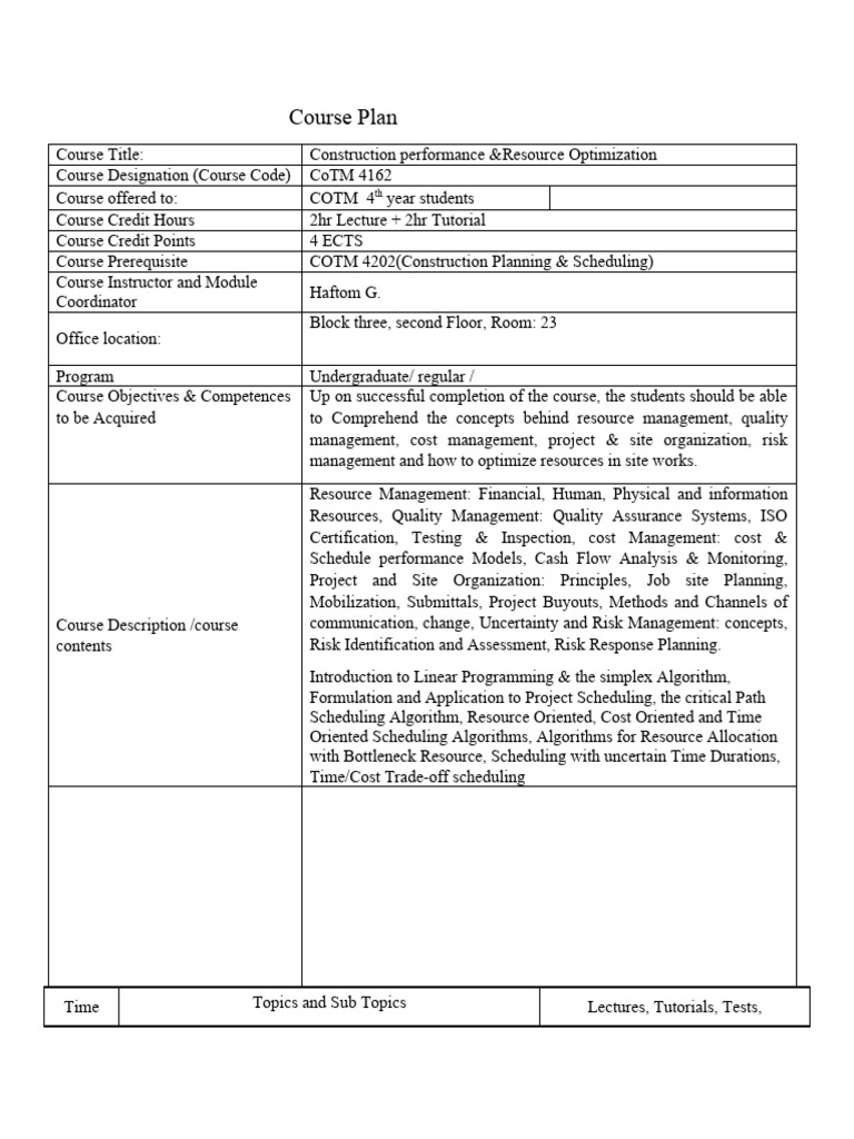 Construction Performance & Resource Optimization | PDF | Academic ...