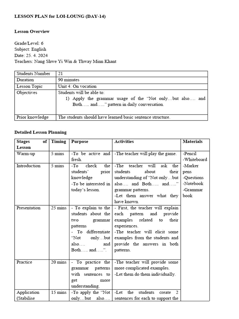 Lesson Plan Day 14 | PDF | Lesson Plan | Teachers