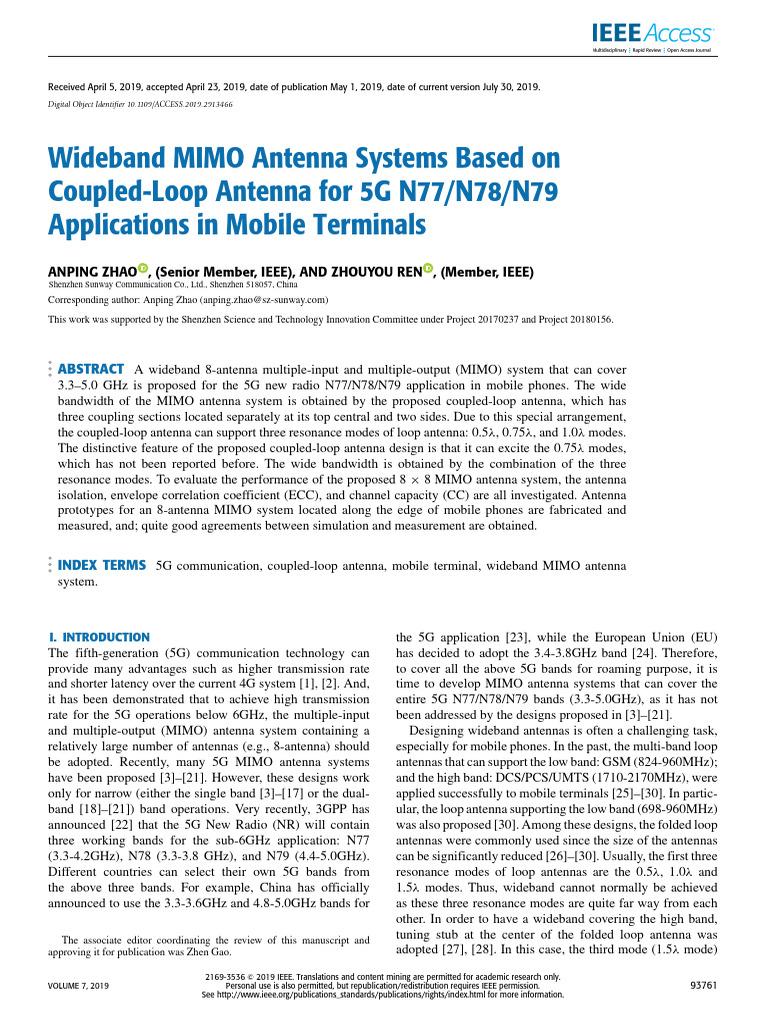 Wideband MIMO Antenna for 5G N77-N79 | PDF | Antenna (Radio) | Mimo