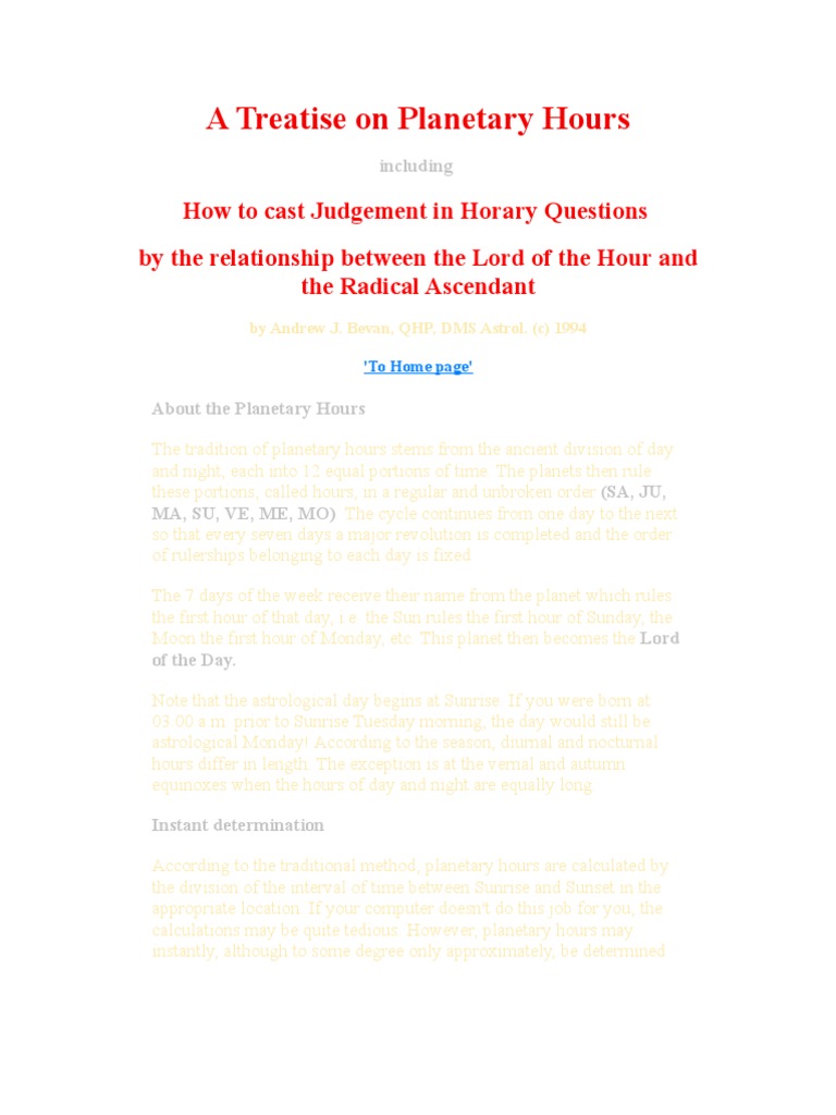 Hours PDF Astrology Esoteric Cosmology