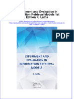 Download textbook Experiment And Evaluation In Information Retrieval Models 1St Edition K Latha ebook all chapter pdf 