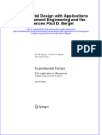 Textbook Experimental Design With Applications in Management Engineering and The Sciences Paul D Berger Ebook All Chapter PDF