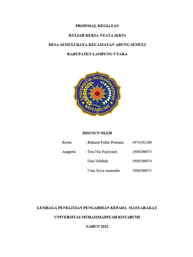 Proposal KKN Pemberdayaan Desa Semuli | PDF | Karier & Perkembangan ...