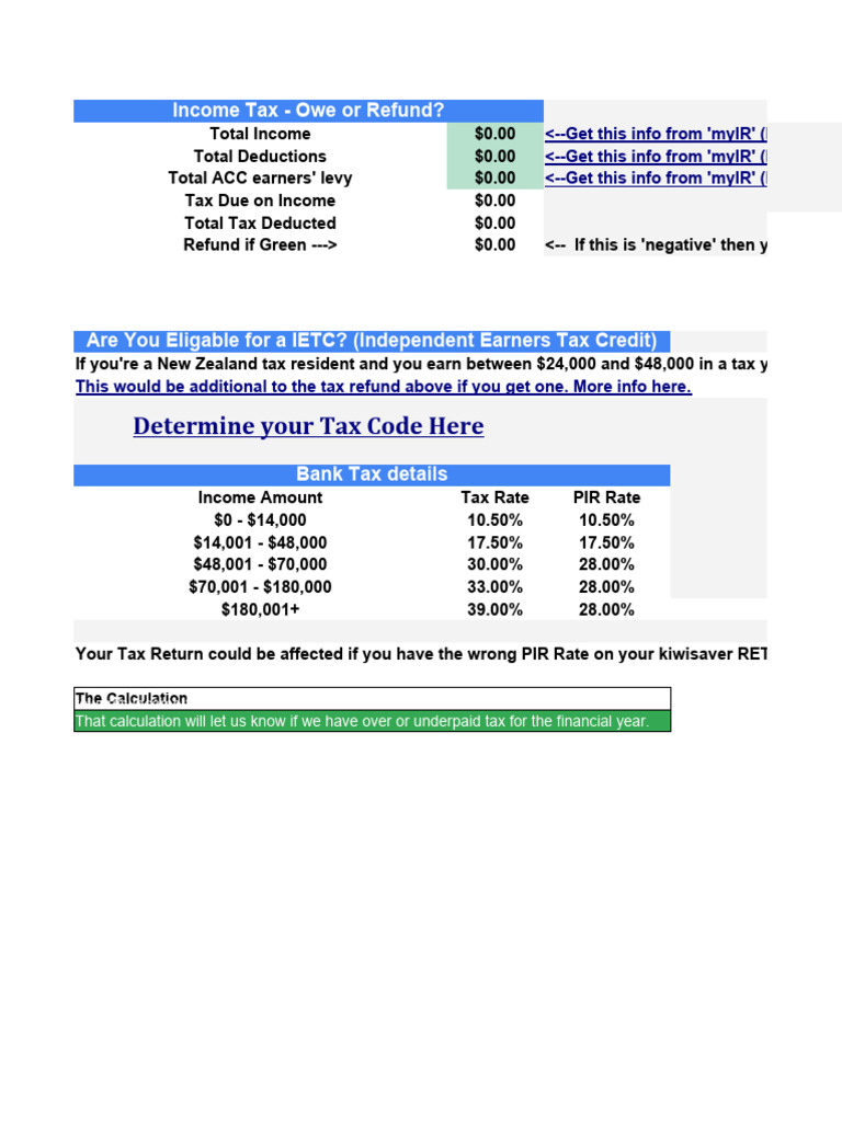 Nz Resident Tax Refund Calculator PDF