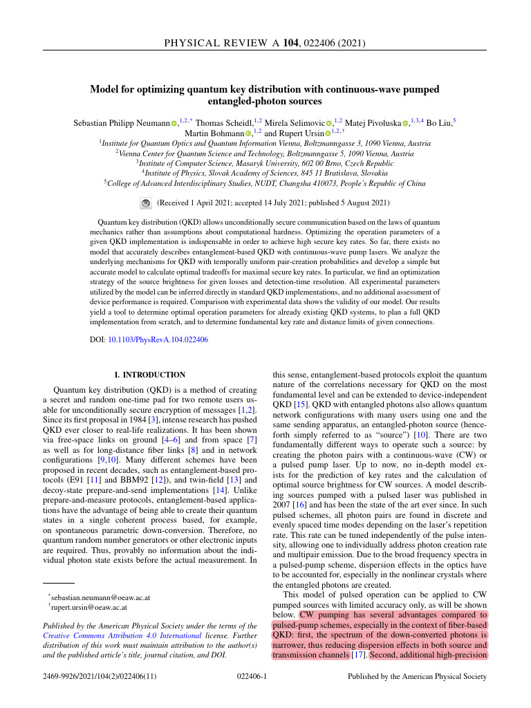 Quantum Key Distribution Model | PDF | Quantum Entanglement | Photon
