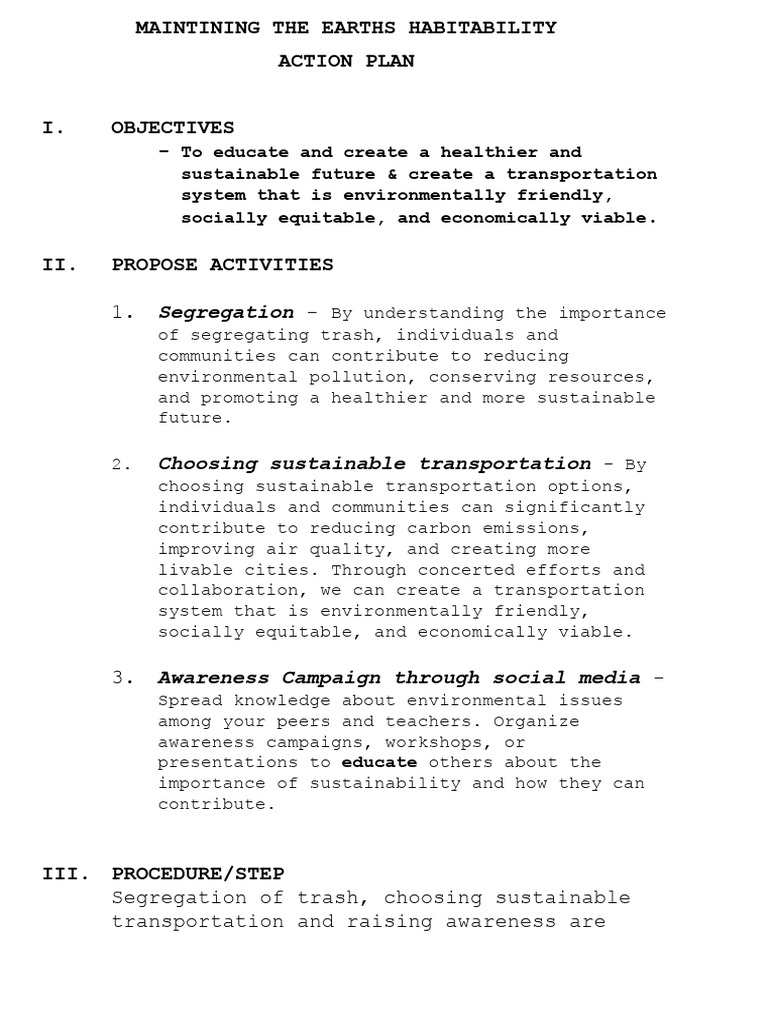 Earth Habitability Action Plan | PDF | Waste | Sustainability