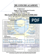 9th BIOLOGY Guess Paper 2024