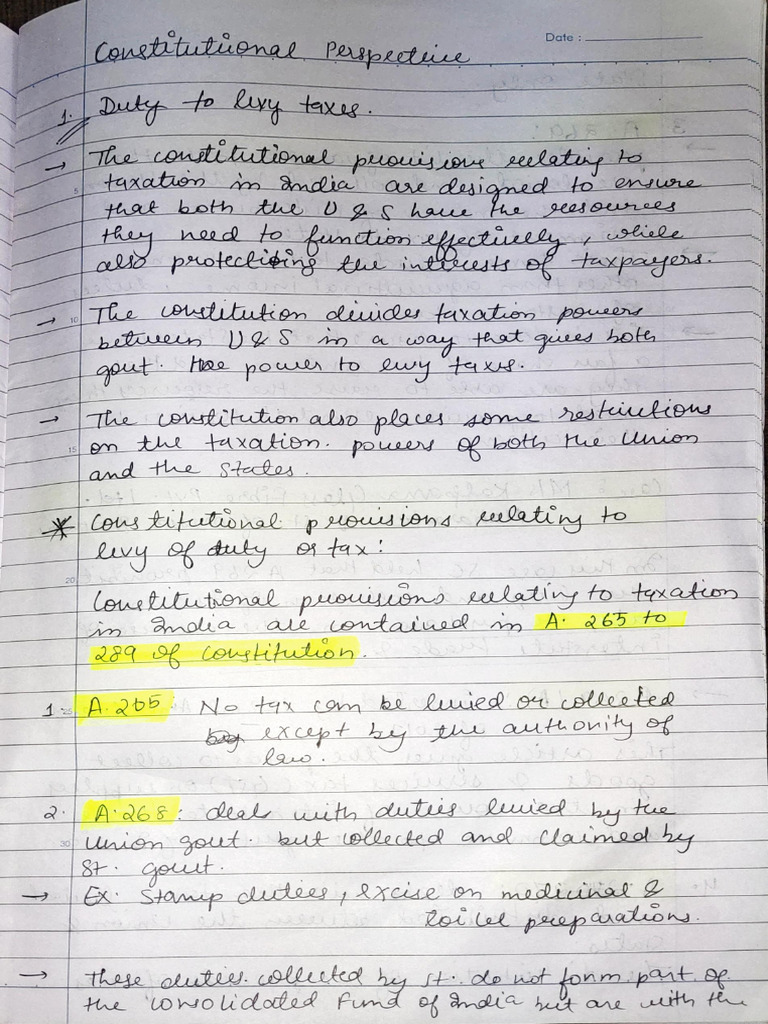 Taxation Law Unit Test Notes Pdf