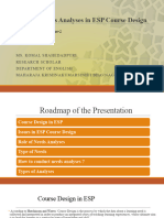 Role of Needs Analyses in ESP Course Design: PH.D Coursework Paper-2