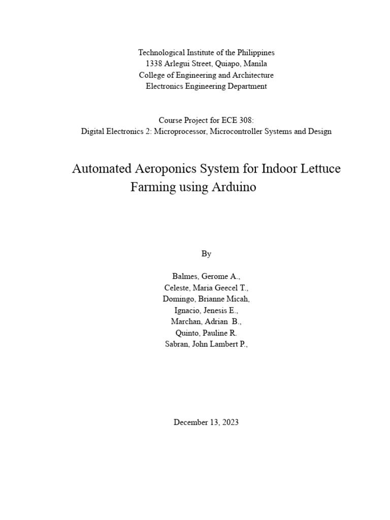 Automated Aeroponics System For Indoor Lettuce Farming Using Arduino 