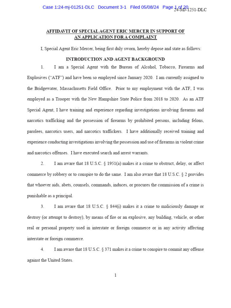 Courier Robbery Paperwork 5-8-24 | PDF | Title 18 Of The United States ...